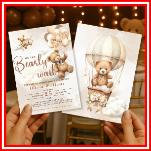 Vi Kan Knappast Vänta Cub Brun Baby Shower Inbjudningar