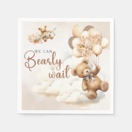 Vi Kan Knappast Vänta Cub Brun Baby Shower Pappersservett