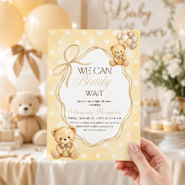 Vi Kan Knappast Vänta Neutral Nalle Babyshower Inbjudningar