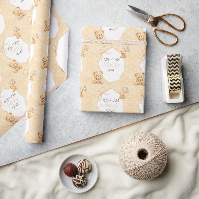 Vi Kan Knappast Vänta Neutral Teddybjörn Bebis Bju Presentpapper (Hantverk)