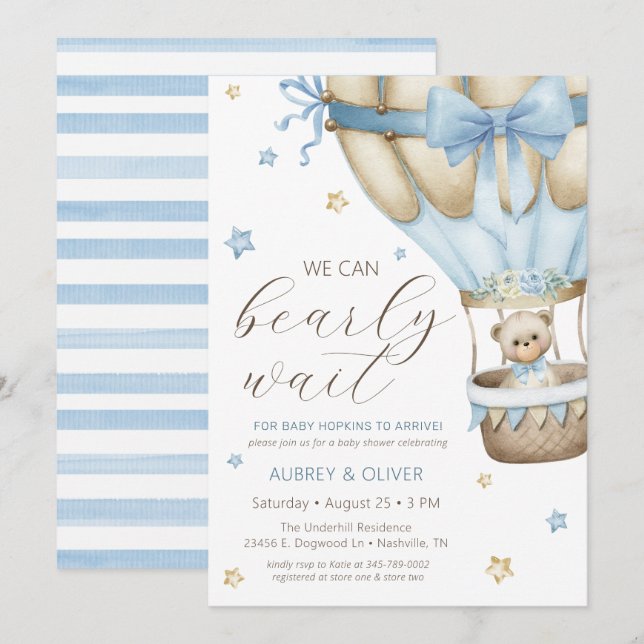 Vi Kan Knappast Vänta Pojk Babyshower Inbjudningar (Fram/baksida)