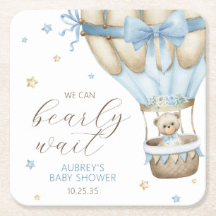 Vi Kan Knappast Vänta Pojk Babyshower Underlägg Papper Kvadrat