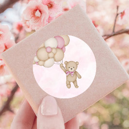 Vi Kan Knappast Vänta Rosa Babyfirande Runt Klistermärke