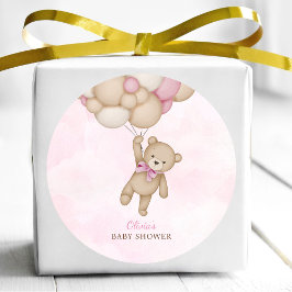 Vi Kan Knappast Vänta Rosa Bebis Babyshower Runt Klistermärke