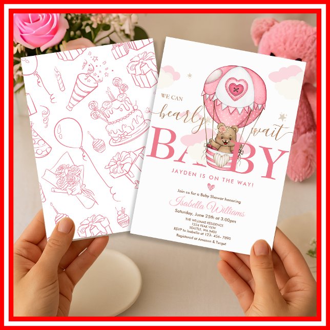 Vi Kan Knappast Vänta Rosa Flicka Baby Shower Inbjudningar (Skapare uppladdad)