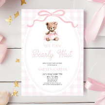 Vi Kan Knappast Vänta Rosa Teddybjörn Bebis Bjudni