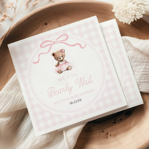 Vi Kan Knappast Vänta Rosa Teddybjörn Bebis Bjudni Pappersservett