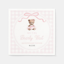 Vi Kan Knappast Vänta Rosa Teddybjörn Bebis Bjudni Pappersservett