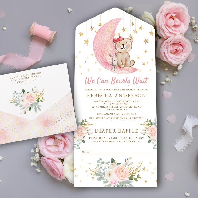 Vi Kan Knappast Vänta Rosa Teddybjörn Bebis Shower (Skapare uppladdad)