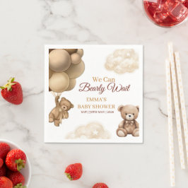 Vi Kan Knappast Vänta Teddybjörn Ballonger Bebisfe Pappersservett