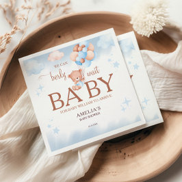 Vi Kan Knappast Vänta Teddybjörn Bebis Babyshower  Pappersservett