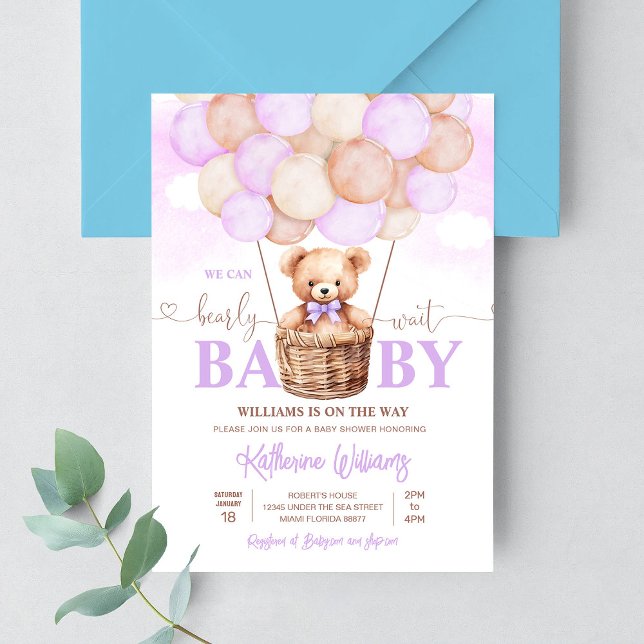 Vi Kan Knappast Vänta Teddybjörn Bebis Bebisbad Inbjudningar (Skapare uppladdad)
