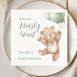 Vi Kan Knappast Vänta Teddybjörn Bebis Shower Pappersservett
