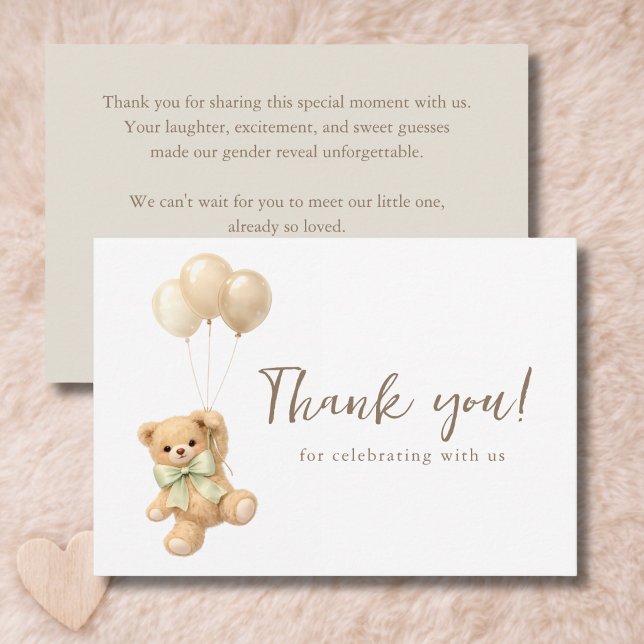 Vi Kan Knappast Vänta Teddybjörnballonger Bebisfes Tack Kort (Skapare uppladdad)