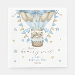 Vi Kan Knappast Vänta Tvillingpojke Baby Shower Pappersservett