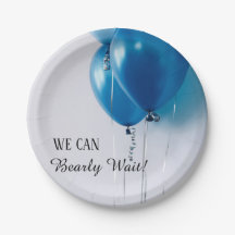 Vi kan knappt vänta Baby Boy Shower Pappers Tallri