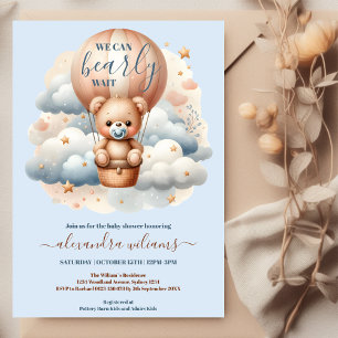 Vi kan knappt vänta Baby pojk shower Inbjudningar