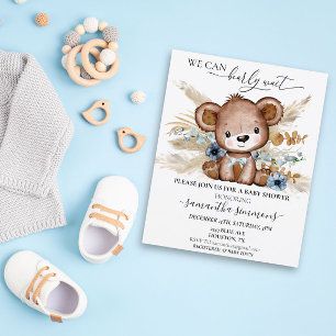 Vi kan knappt vänta Baby Shower Björn Boho Blå