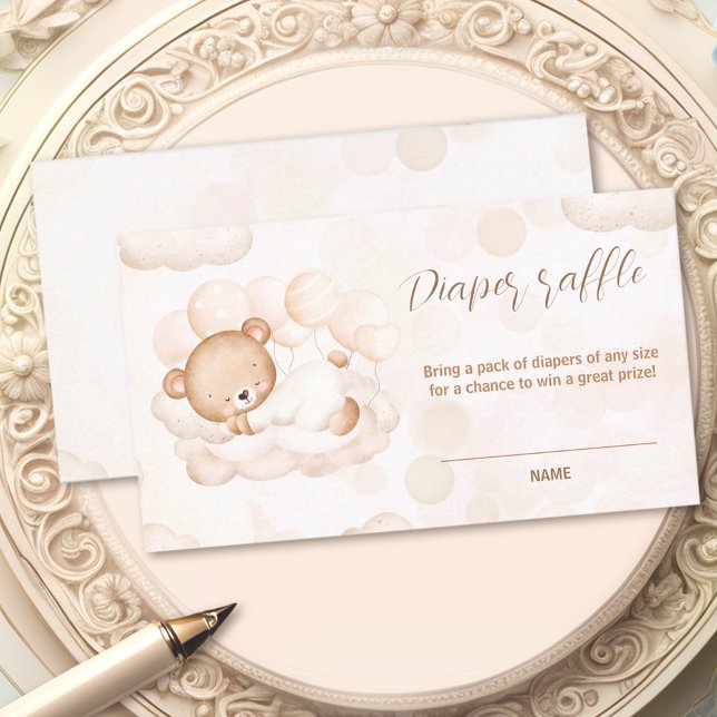 Vi kan knappt vänta Baby Shower Blöja Lotteri Tilläggskort (We Can Bearly Wait Baby Shower Diaper Raffle Enclosure Card)