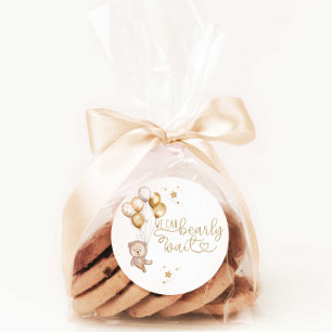 Vi kan knappt vänta Baby Shower Favor Dekoration Runt Klistermärke