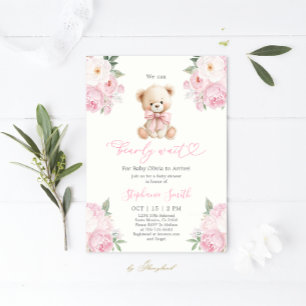 Vi kan knappt vänta Baby Shower Flickinbjudan Inbjudningar