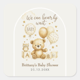 Vi kan knappt vänta Baby Shower Fyrkantigt Klistermärke