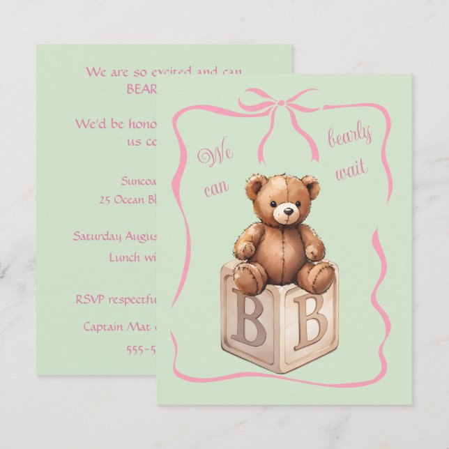 Vi kan knappt vänta Baby Shower-inbjudan Inbjudningar (Fram/baksida)