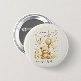 Vi kan knappt vänta Baby Shower Inbjudan Knapp
