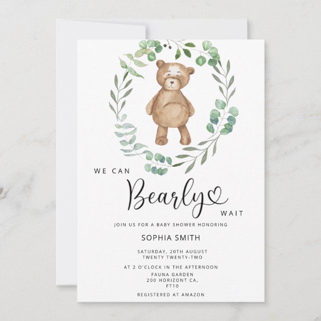 Vi kan knappt vänta baby shower inbjudningar (Framsida)