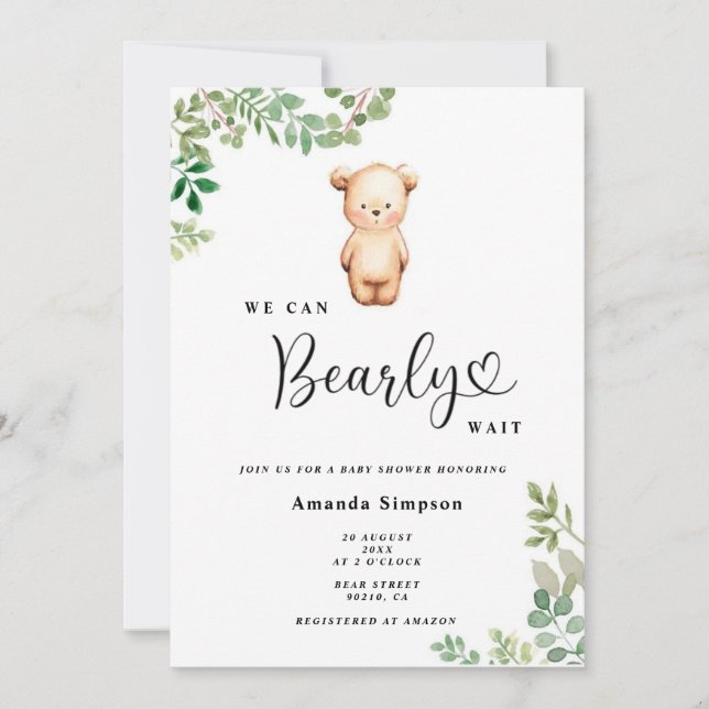 Vi kan knappt vänta baby shower inbjudningar (Framsida)