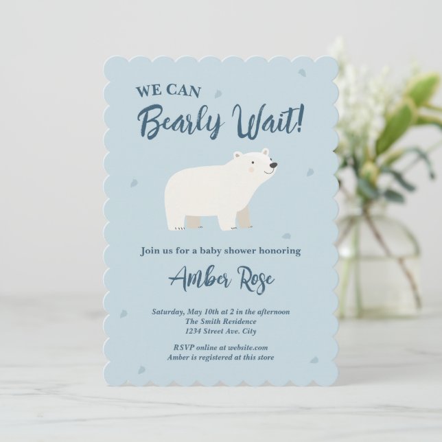 Vi kan knappt vänta Baby Shower | Isbjörn Inbjudningar (Stående Fram)