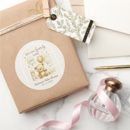 Vi kan knappt vänta Baby Shower Runt Klistermärke