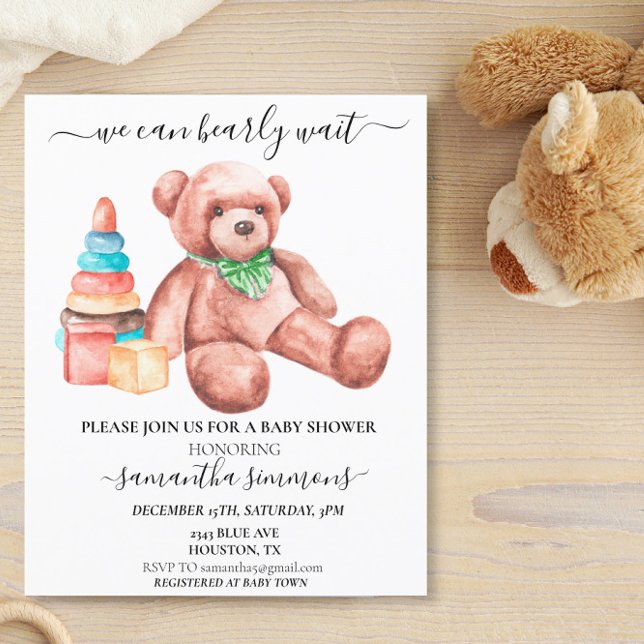 Vi kan knappt vänta Baby Shower Teddybjörn  (Skapare uppladdad)