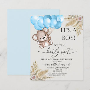 Vi kan knappt vänta Baby Shower Teddybjörn Boho Po