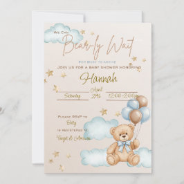 Vi kan knappt vänta Baby Shower Teddybjörn Inbjuda Inbjudningar