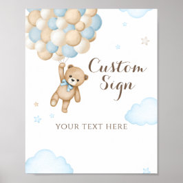 Vi kan knappt vänta ballong björn baby pojke showe poster