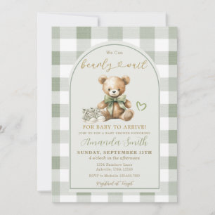 Vi kan knappt vänta Björn Baby Sage Baby Shower Inbjudningar