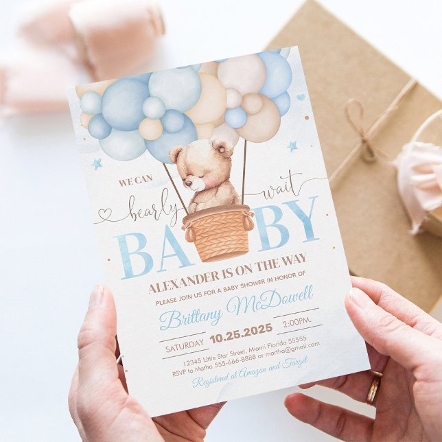 Vi kan knappt vänta Björn Bebis Babyshop Invitatio Inbjudningar (Skapare uppladdad)