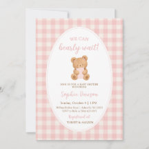 Vi kan knappt vänta Björn Flicka Bebis Baby Shower