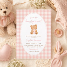 Vi kan knappt vänta Björn Flicka Bebis Baby Shower