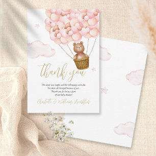 Vi kan knappt vänta Björn Rosa Baby Shower Dikt Tack Kort