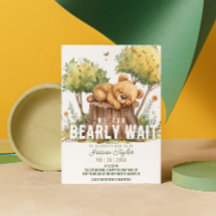 Vi kan knappt vänta Björn Sova Skog Bebis Shower