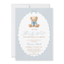 Vi kan knappt vänta blå band Pojke Babyshower