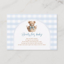 Vi kan knappt vänta Blå Gingham Bear Baby Shower