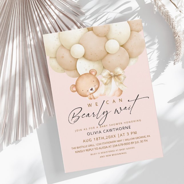 Vi kan knappt vänta Blush Rosa Bebis Shower   Inbjudningar (Skapare uppladdad)
