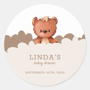 Vi kan knappt vänta Boho Björn Baby Shower Runt Klistermärke