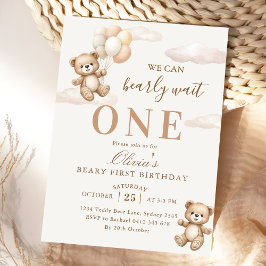 Vi kan knappt vänta Elegant Teddy Födelsedag Inbjudningar