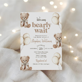 Vi kan knappt vänta Elegant Teddybjörn Bebis Showe Inbjudningar