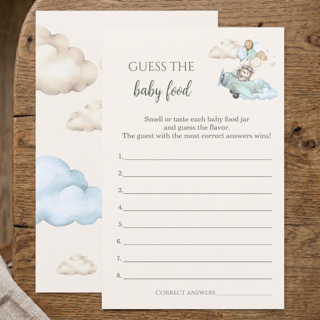 Vi kan knappt vänta Gissa barnmat Bröllopsspel (Guess The Baby Food Game Bearly Wait Airplane Boy)