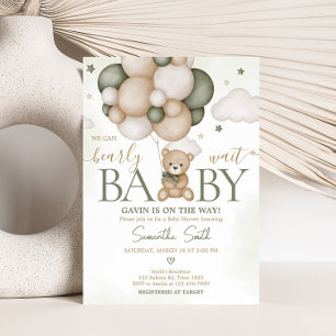 Vi kan knappt vänta Grön Boho Baby Shower Inbjudningar